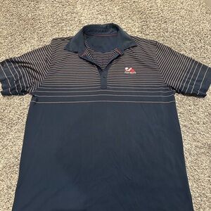 Greg Norman Collection Men's Polo Shirt - Navy and Red Stripes PGA West